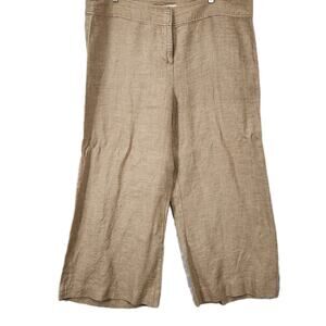 DKNY 100% Linen Cropped Pants Wide Leg Boho Lagenlook Coastal Capsule Sz 2XL XXL
